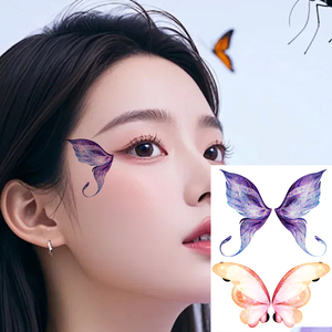 Tatuaje Temporal de Mariposa y Flor, Adhesivo Colorido para Maquillaje Corporal, para Decoración de Fiestas de Cumpleaños Infantiles y Uso en Festivales - Product Image 3