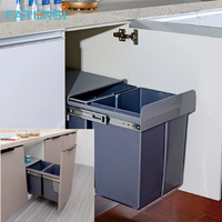 Poubelle coulissante sous évier 20L+10L pour meuble de cuisine avec glissières à fermeture douce