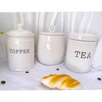 Vente en gros de contenants de rangement pour ustensiles de cuisine de couleur personnalisée, boîtes à thé, à café et à sucre, ensemble de 3 boîtes en céramique