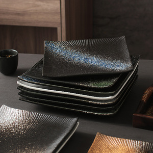 Nouveau style japonais moderne blanc noir pierre Grain <span class=keywords><strong>assiette</strong></span> en marbre <span class=keywords><strong>assiette</strong></span> à sushi en céramique vaisselle <span class=keywords><strong>assiette</strong></span> <span class=keywords><strong>carrée</strong></span> pour salade de steak - Product Image 3