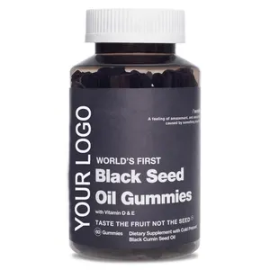 Label pribadi 60 gummies vegan pectin sugar free black seed oil gummies