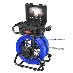 Caméra d'inspection <span class=keywords><strong>de</strong></span> canalisations 100FT/30M, caméra d'égout auto-nivelante, compteur <span class=keywords><strong>de</strong></span> distance, DVR, caméra <span class=keywords><strong>de</strong></span> plomberie 9 pouces avec double caméra/câbles - Product Image 1