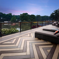 Planche de terrasse composite solide en 2 couleurs en 1 pièce, système de terrasse extérieure ignifuge avec clip de poutre, terrasse en WPC bicolore