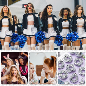 Paquete de 12 accesorios para el cabello de lentejuelas de discoteca con espejo, accesorios para el cabello plateados metálicos para fiesta de despedida de soltera de cumpleaños de los años 80 y 90 - Product Image 6