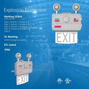 LED Explosion Proof 8W Exit Sign Combo <b>Emergency</b> <b>Light</b> CI DI <b>Emergency</b> Lighting 180min <b>Emergency</b> time IP66 Waterproof - Product Image 2