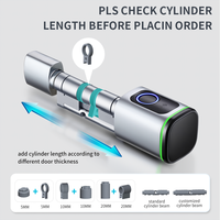 Cylindre de serrure intelligent biométrique à empreinte digitale Tuya BLE APP, installation DIY, longueur réglable, accès sans clé, cylindre électronique