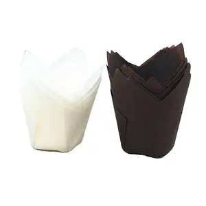 Royal Brown Tulip Style Baking Cups, Medium, Package of 200 Tulip Cupcake Liners, Standard Greaseproof Paper Baking Cups