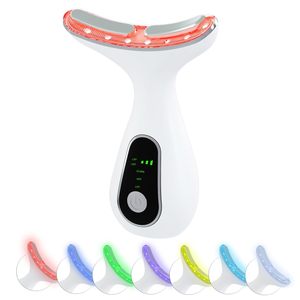 LED-Rotlichttherapie-Gesichts- und Nackenmassagegerät für zu Hause, 3 Modi, Reinigung, Heißliften, 6 Min. tägliche Anwendung, Faltenreduzierung, Hautstraffung, Kinnformung, Körperglanz - Product Image 1