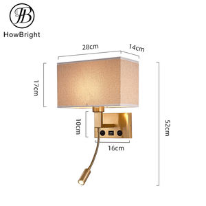 ホテルベッドサイドウォールランプベッドルーム北欧E27LEDウォールランプアメリカの屋内ヘッドボード照明USB充電ポートベッド読書灯 - Product Image 3