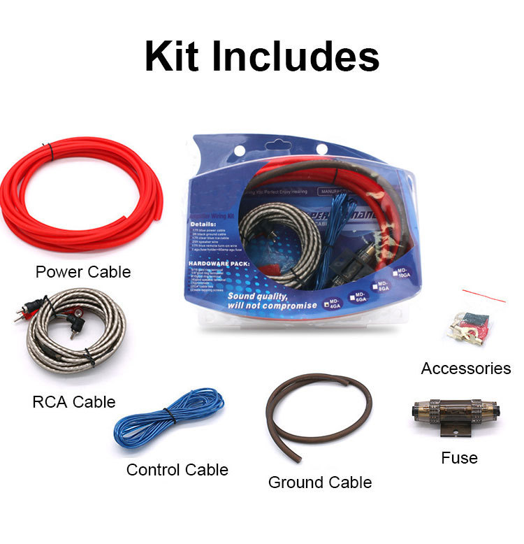 Low Price Standard 4GA Speaker Cable 6GA Ground Cable 8GA Car System 10GA Amplifier Car Audio Wiring Kit