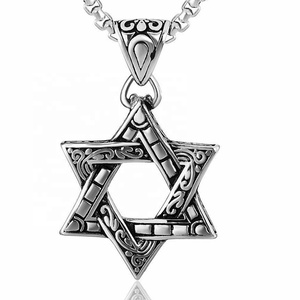 Collar con Estrella de <span class=keywords><strong>David</strong></span> Judía MECYLIFE, Joyería de Acero Inoxidable Antigua, Colgante Religioso para Hombre, Collar con Estrella de <span class=keywords><strong>David</strong></span> - Product Image 1