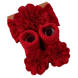 Accessoires pour <span class=keywords><strong>cheveux</strong></span> en fleurs doux et très élastiques, bandeaux turban avec chaussettes, ensemble cadeau pour bébé - Product Image 5