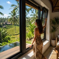 Ventana Abatible de Doble Vidrio con Rotura de Puente Térmico Cinco Estrellas, Insonorizada, Antirreflejo, Ahorro de Energía, Exclusiva para Suites, con Vista al Cielo, Segura, Apertura Interior