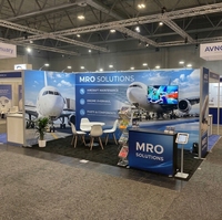 Stand d'exposition modulaire 10x20 pieds avec caisson lumineux et toile de fond pour salon professionnel, conception de stand d'exposition pour MRO Amérique
