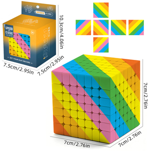 Cube de vitesse arc-en-ciel Eco ABS 7x7, jouet de puzzle cérébral pour adultes à haute difficulté, cube magique infini en plastique coloré - Product Image 4