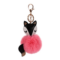Vente en gros usine : Pendentif de sac et porte-clés de voiture, boule de fourrure mignonne imitation renard, loutre et lapin, décoration suspendue