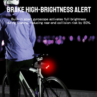 Lampu Sepeda LED Anti Maling Alarm 105dB IPX5 Tahan Air untuk Berkendara Malam Hari, Dapat Diisi Ulang, Rem Tersembunyi, Pelacak untuk Apple Find My Android