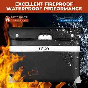 CUSTOM Improved Fireproof <b>Document</b> <b>Bag</b> Waterproof Cash Wallet with Reflective Strips Zipper Upgraded Fireproof <b>Bags</b> - Product Image 5