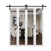 Porte de grange pliante à miroir simple 72" x 84" avec kit de quincaillerie inclus, panneau pré-assemblé, finition apprêtée blanche, résistante à l'eau, pour garde-manger