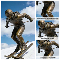 Sculpture de skieur en bronze de style sportif moderne, taille réelle, statue décorative pour station de ski