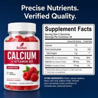 Gummies de calcium et vitamine D3 Solilan OEM, complément pour les os et les articulations, étiquette privée, gummies de calcium pour adultes et enfants, soutien immunitaire