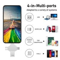 Clé USB multifonctionnelle en forme de croix 4-en-1, corps métallique, application gratuite, clé mémoire pour iPhone Android