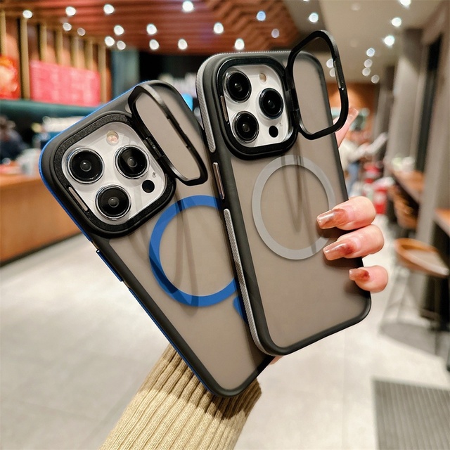 Rugged Phone Case TPU PC 2 in 1 Phone Cover Camera Kickstand Magnetic Case for iPhone 16 Pro Max 13 12 Pro 15 17 Shockproof Case