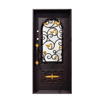 Porte d'entrée commerciale moderne en fer forgé fait main 36 * 80 * Design antivol pour villa Designs de portes en fer forgé