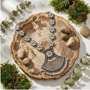 Premium Floral Filigree Oxydized <b>Silver</b> <b>Choker</b> for Women Traditional Antique Finish Statement Jewelry Festival Party Wear - Product Image 3