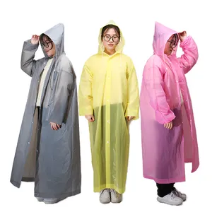 Capa de chuva Eva transparente para mulheres, capa de chuva poncho para adultos, moda barata por atacado