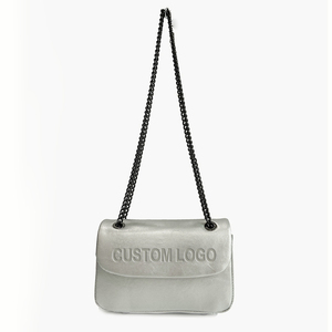 Borse a Tracolla in <span class=keywords><strong>Pelle</strong></span> con Logo in Metallo Personalizzato, Borse da <span class=keywords><strong>Donna</strong></span> con Catena, Borsette Personalizzate - Product Image 3