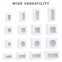 Boîte en papier pliable blanche avec fenêtre transparente en PET, boîte cadeau carrée en kraft vierge pour bougie, savon, cosmétique, petit cadeau, impression de logo personnalisée