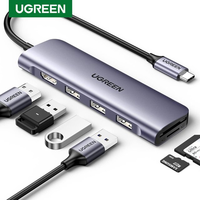 UGREEN CM511 USB C HUB 4K60Hz Type C to HD-MI 2.0 SD/TF Card Reader USB HUB USB 3.0 Adapter for MacBook Pro Air M2