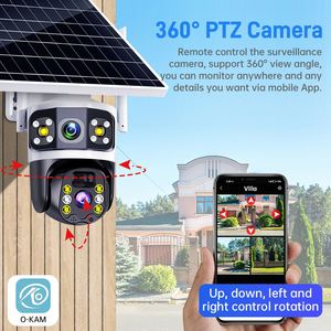 กล้องวงจรปิดไร้สายพลังงานแสงอาทิตย์ 4MP สำหรับภายนอกอาคาร 10X 3 เลนส์ กล้อง PTZ ระบบรักษาความปลอดภัย รองรับซิมการ์ด 4G - Product Image 4