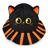 Chapeau en peluche chat noir lumineux personnalisé pour Halloween, accessoire de costume LED fantaisie pour événements