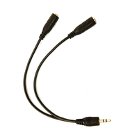 Kabel Adaptor Splitter Aux Stereo Audio 3.5mm Male ke 2 Female untuk Headset Mic