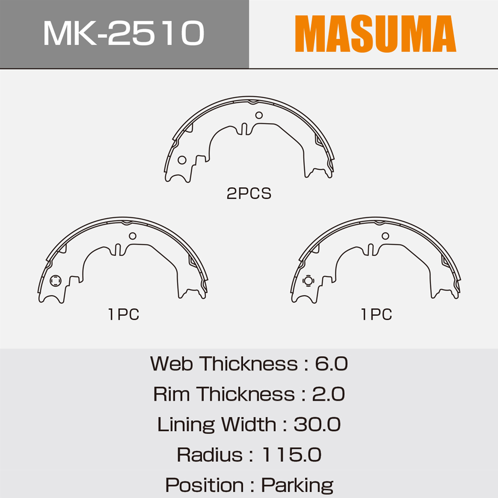 MASUMA Drum Brake Shoes for LEXUS LX470 - Reliable Performance