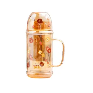 Alta borosilicato Glass Pot Cartoon Coelho Teapot Grande capacidade 1L um copo um jarro de vidro pote com alça