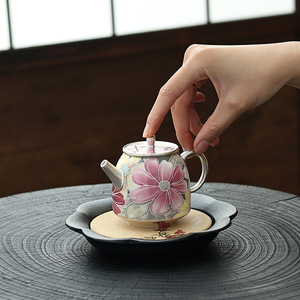 Théière en porcelaine He Fusen, sept couleurs, marguerite, argentée, avec couvercle, boîte cadeau pour servir le thé - Product Image 1