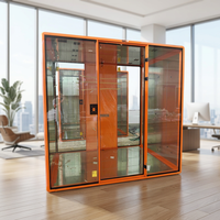 Cabine de bureau insonorisée moderne avec cadre en aluminium, écologique, tailles et couleurs personnalisables, idéale pour bureaux, études, hôtels