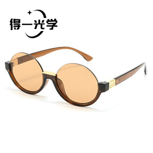 De Yi Optics Round <b>Sunglasses</b> Black Pc Frame Uv400 Women Sun Protection - Product Image 3