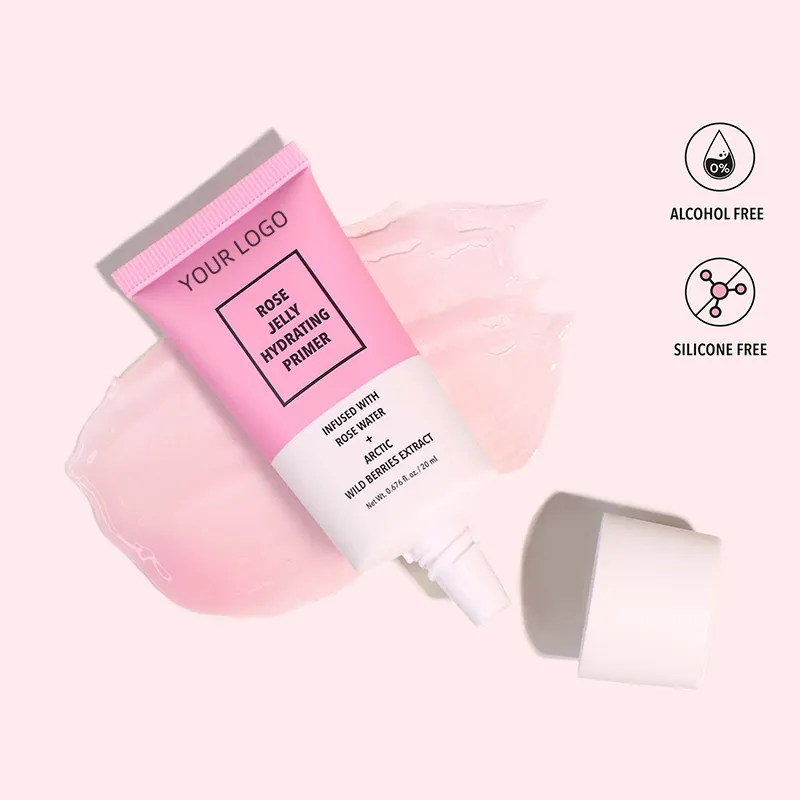 Primer facial personalizado, seu próprio logotipo da etiqueta privada 100% vegan sem álcool rosa hidratante facial base de maquiagem