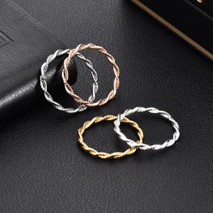 Bague en Acier Inoxydable 2mm Argent <span class=keywords><strong>Or</strong></span> Rose Double <span class=keywords><strong>Ligne</strong></span> Ronde Torsadée Croix Pâte <span class=keywords><strong>Frite</strong></span> Torsades Bagues en Acier Inoxydable 718 - Product Image 3
