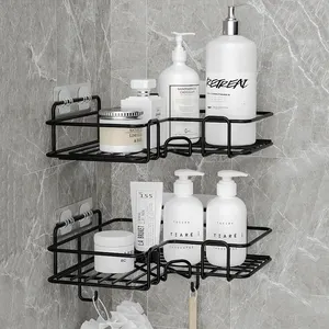 Cesta de accesorios de alta calidad para baño, organizador de almacenamiento, sin perforación, montaje en pared, estante de ducha esquinero