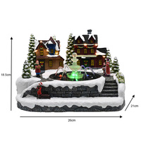 Fontaine de village de Noël en résine écologique peinte à la main avec lumières LED et tour d'eau pour la décoration de la maison en période des fêtes