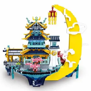 SLUBAN B0935-B0939 관한 궁전 신화 중국 고대 스트리트 뷰 장식 빌딩 블록 아이 소녀를위한 플라스틱 장난감 선물