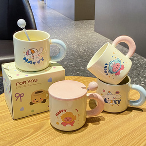 Tazza in Ceramica Carina per Casa e Coppie, Design Elegante, con Cannuccia, per Caffè, Tè e Altre Bevande, Logo Personalizzato, Regalo Perfetto per Amici - Product Image 1