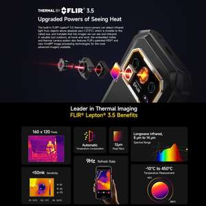 Teléfono Resistente <span class=keywords><strong>Ulefone</strong></span> <span class=keywords><strong>Armor</strong></span> 27T <span class=keywords><strong>Pro</strong></span>+ con Imagen Térmica FLIR 3.5, 12GB+256GB, Visión Nocturna, 10600mAh, Android 15, NFC, Smartphone 5G - Product Image 4