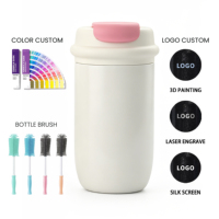 Gobelet isotherme à large ouverture de 12 oz en acier inoxydable, couleur macaron, style pastel, pour femmes