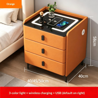 Table de chevet flottante intelligente en bois moderne avec chargeur sans fil, coffre-fort dissimulé, table de nuit connectée pour chambre à coucher et mobilier de maison